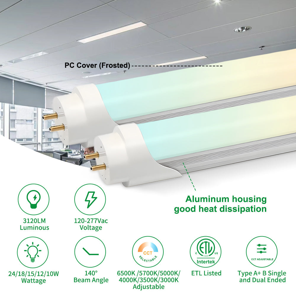 Essenvolt Lighting LED 4FT T8 Tube Light Adjustable watts and cct