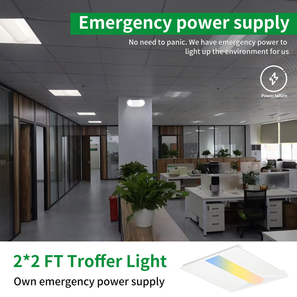 Essenvolt Lighting 2x2FT LED Troffer Light with Emergency Battery