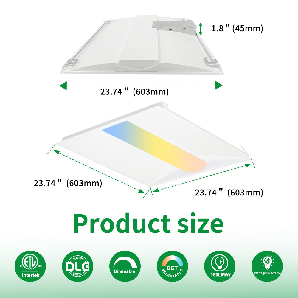 Essenvolt Lighting 2x2FT LED Troffer Light with Emergency Battery