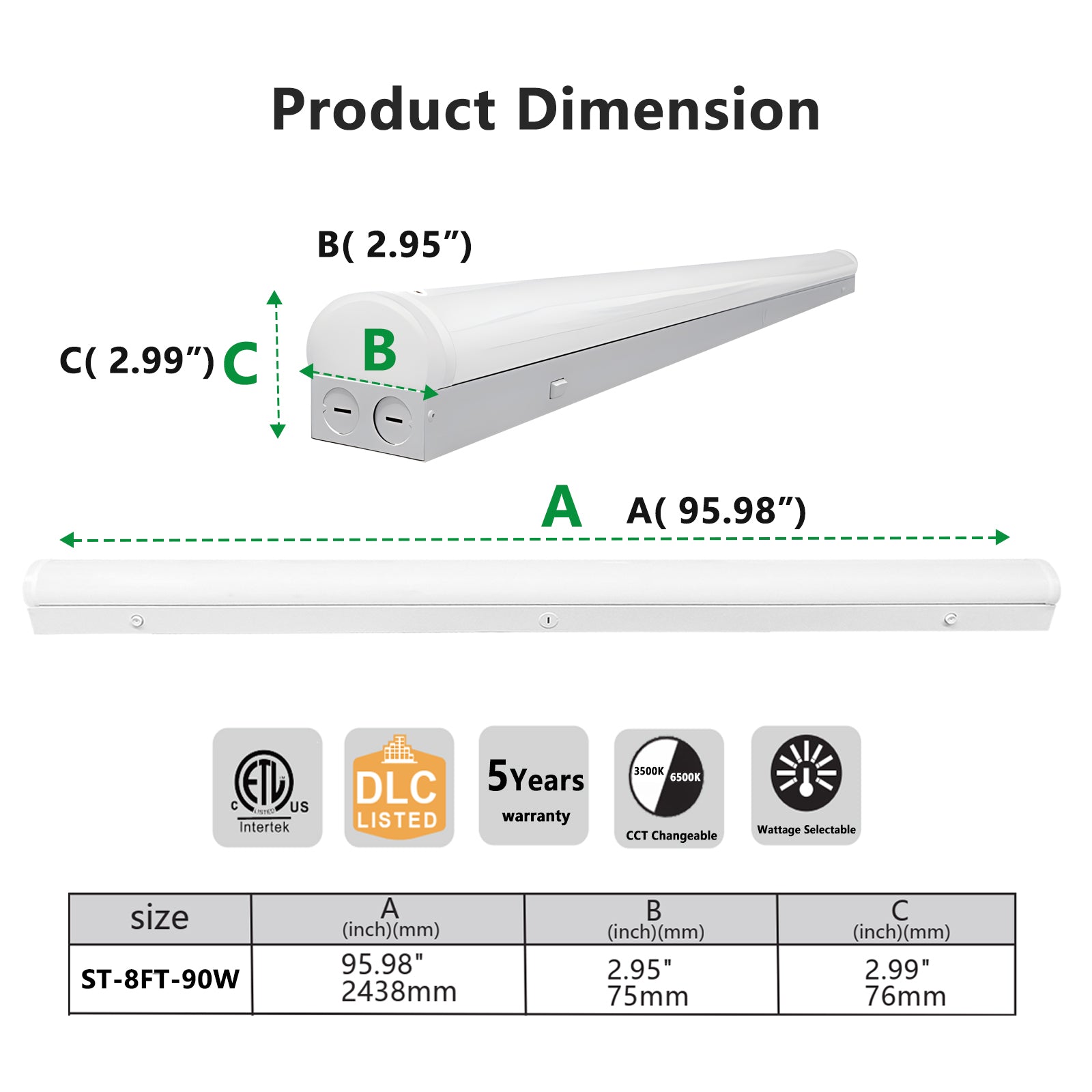 Essenvolt Lighting 8FT LED Linear Strip Light
