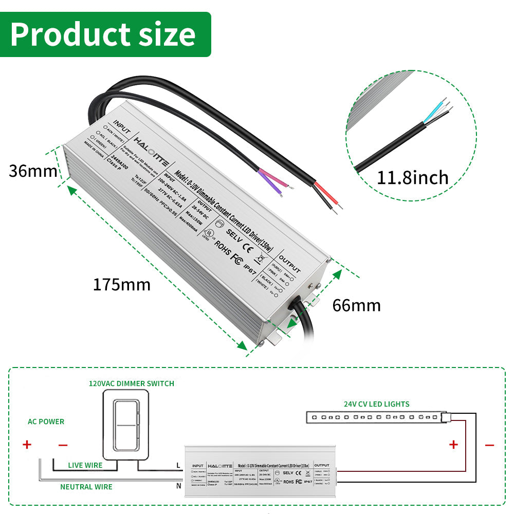 Essenvolt Lighting 150W Constant Current LED Driver 0-10V Dimming