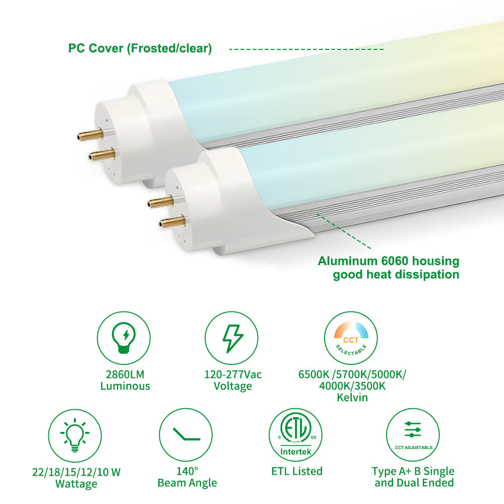 Essenvolt Lighting LED 4FT T8 Tube Light Adjustable watts and cct